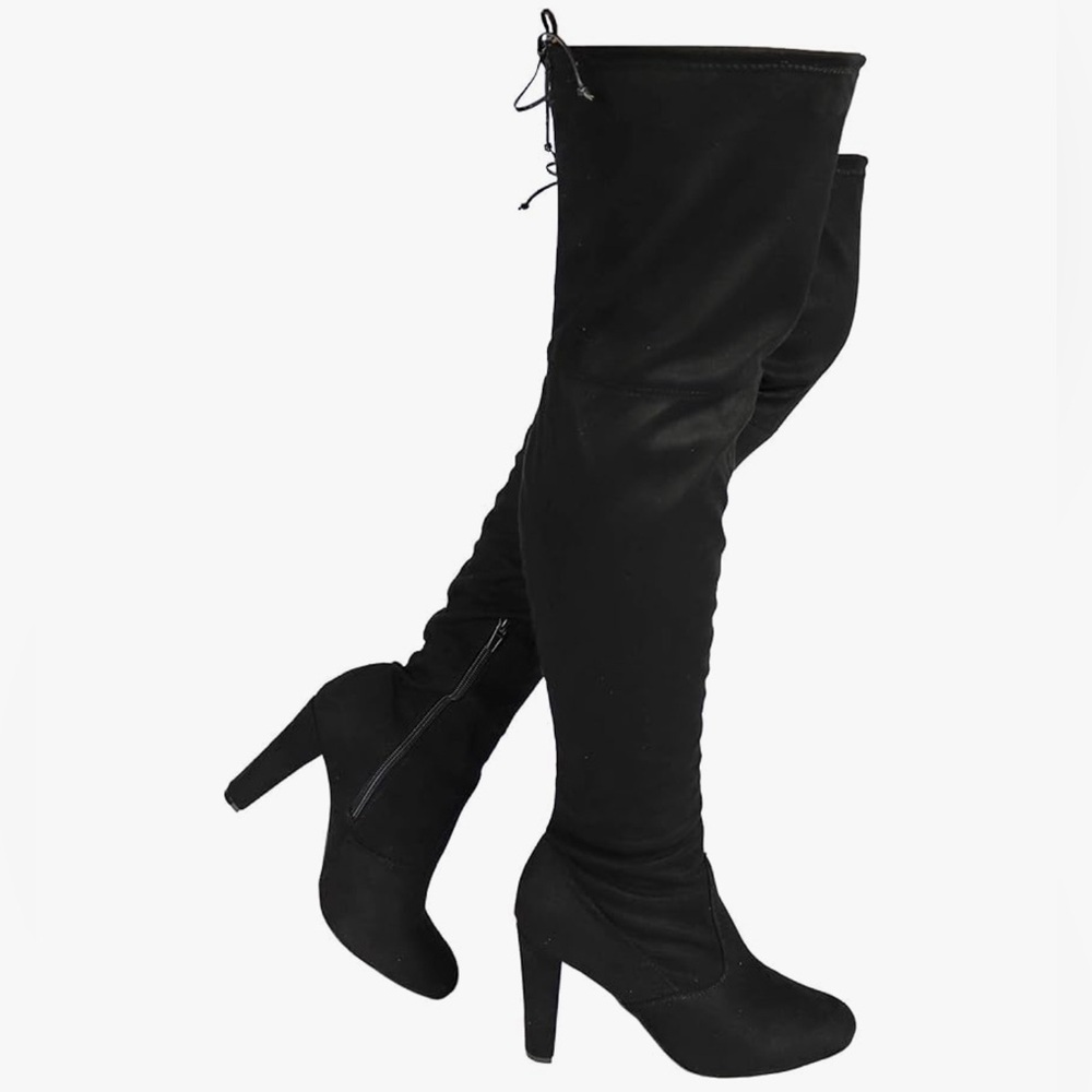 Wild Diva Black Over-the-Knee Heeled Boots